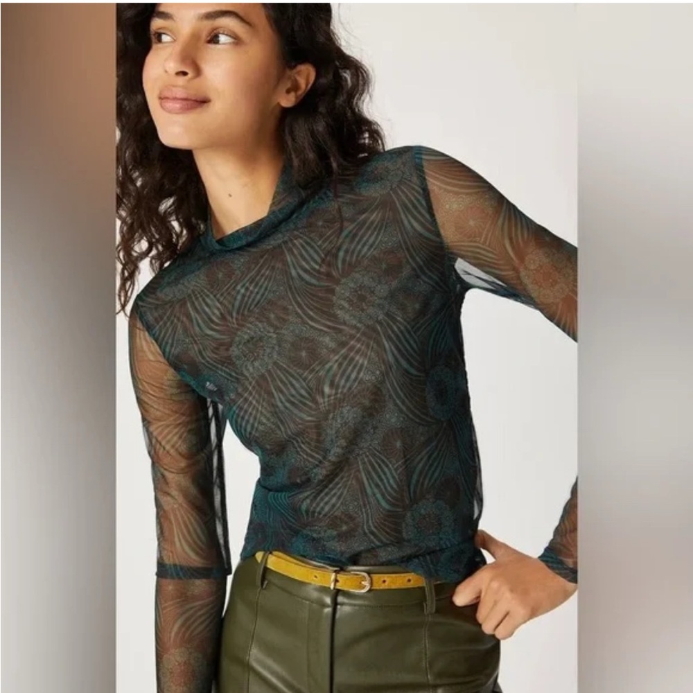 Anthropologie double layer sheer long-sleeve top